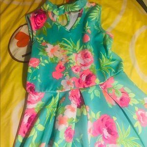Turquoise Floral Formal Dress